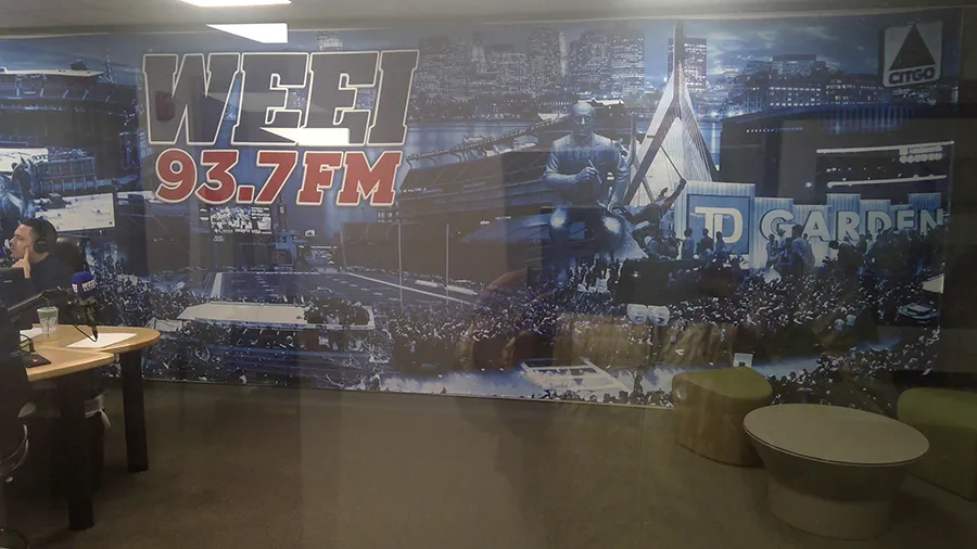 WEEI 93.7 FM studio mural